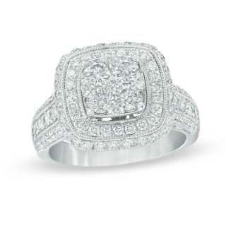 2.00 CT. T.W. Composite Diamond Frame Engagement Ring in 14K White Gold