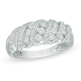 0.50 CT. T.W. Diamond Cascading Ribbon Ring in 10K White Gold