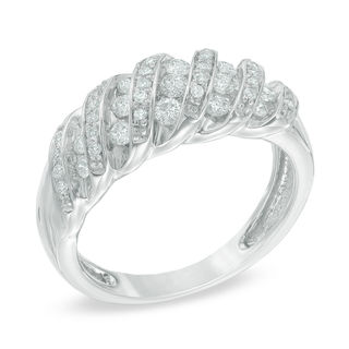 0.50 CT. T.W. Diamond Cascading Ribbon Ring in 10K White Gold