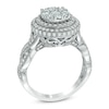 Thumbnail Image 1 of 1.50 CT. T.W. Diamond Cluster Double Frame Engagement Ring in 14K White Gold