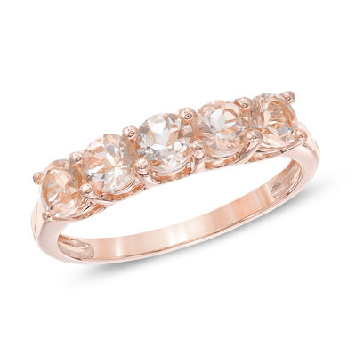 Morganite Five Stone Ring in 10K Rose Gold