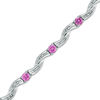 Thumbnail Image 0 of Lab-Created Pink Sapphire and Diamond Accent Twist Bracelet in Sterling Silver - 7.25"
