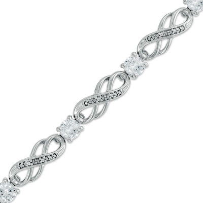 Lab-Created White Sapphire and Diamond Accent Infinity Bracelet in Sterling Silver - 7.5"