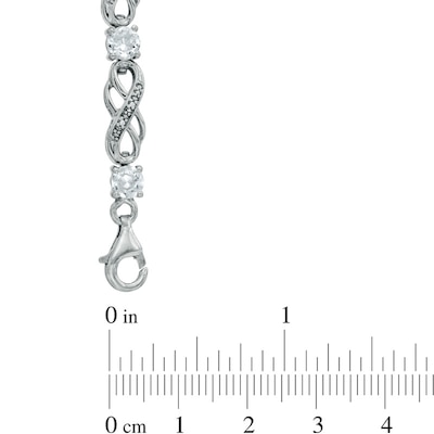 Lab-Created White Sapphire and Diamond Accent Infinity Bracelet in Sterling Silver - 7.5"