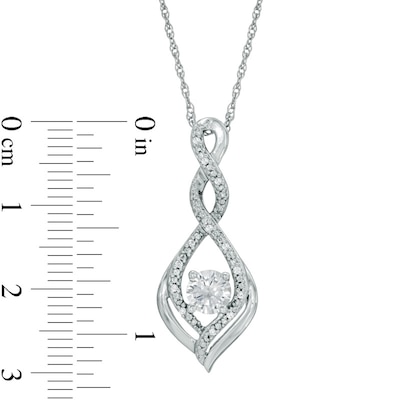 5.0mm Lab-Created White Sapphire and Diamond Accent Infinity Twist Pendant in 10K White Gold