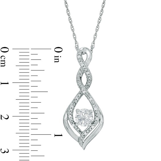 5.0mm Lab-Created White Sapphire and Diamond Accent Infinity Twist Pendant in 10K White Gold