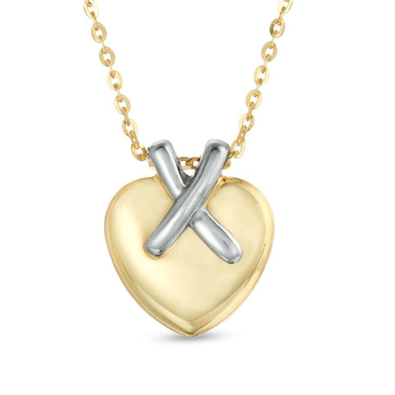 Heart Puff Pendant in 10K Two-Tone Gold