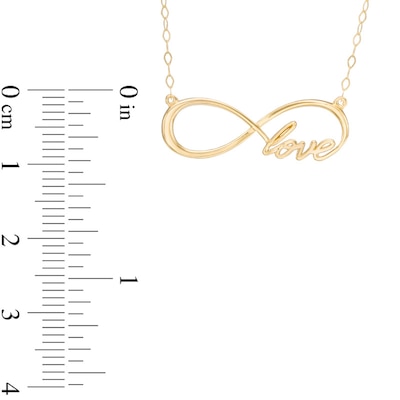 Sideways Infinity "Love" Necklace in 10K Gold