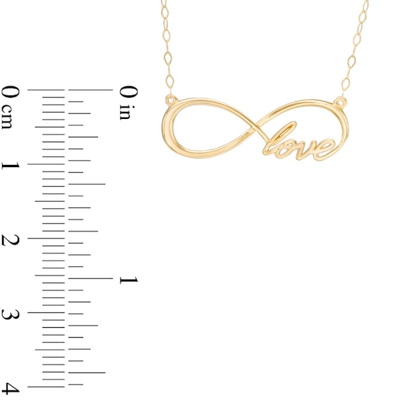 Sideways Infinity "Love" Necklace in 10K Gold