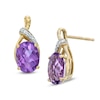 Thumbnail Image 0 of Oval Amethyst and Diamond Accent Stud Earrings in 10K Gold