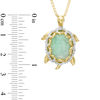 Thumbnail Image 1 of Oval Green Jade and Diamond Accent Turtle Pendant in 10K Gold