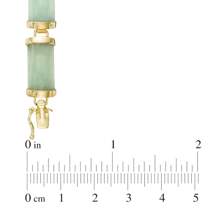 Rectangular Jade Link Bracelet in 10K Gold - 7.25"