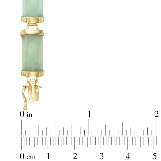 Rectangular Jade Link Bracelet in 10K Gold - 7.25"