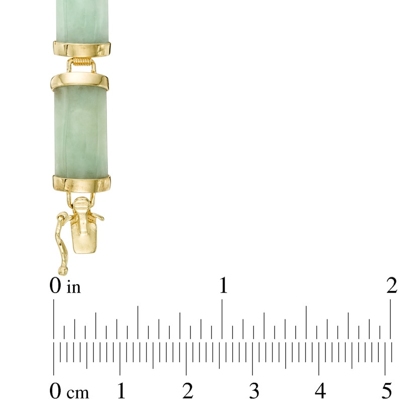 Rectangular Jade Link Bracelet in 10K Gold - 7.25"