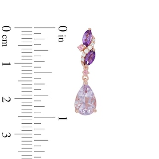 Multi-Gemstone and Lab-Created White Sapphire Drop Earrings in Sterling Silver with 14K Rose Gold Plate