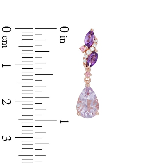 Multi-Gemstone and Lab-Created White Sapphire Drop Earrings in Sterling Silver with 14K Rose Gold Plate