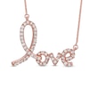 Thumbnail Image 0 of Lab-Created White Sapphire "Love" Necklace in Sterling Silver with 14K Rose Gold Plate - 16.5"