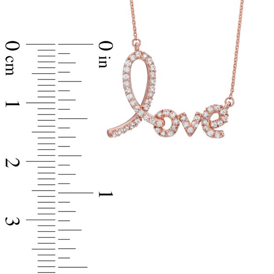 Lab-Created White Sapphire "Love" Necklace in Sterling Silver with 14K Rose Gold Plate - 16.5"