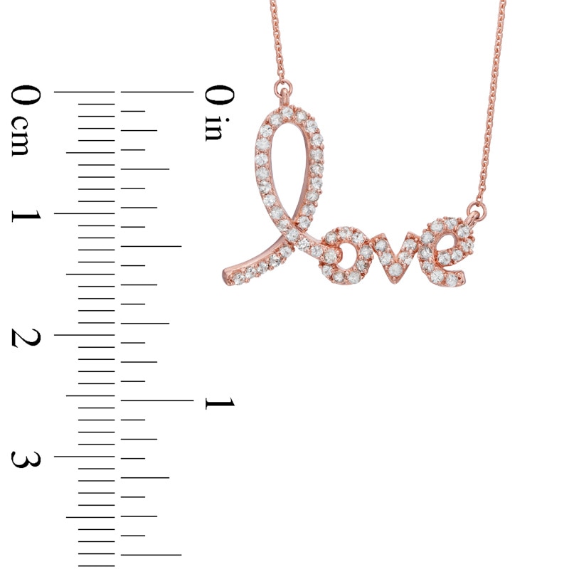 Lab-Created White Sapphire "Love" Necklace in Sterling Silver with 14K Rose Gold Plate - 16.5"