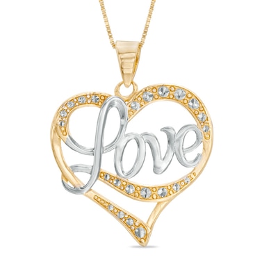 Love Heart Pendant in 14K Two-Tone Gold