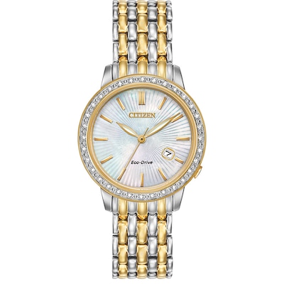 Ladies' Citizen Eco-Drive® Diamond Accent Watch with Mother-of-Pearl Dial (Model: EW2284-57D)