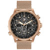 Men's Citizen Eco-Drive® Promaster Navihawk A-T Rose-Tone Mesh Watch with Black Dial (Model: JY8033-51E