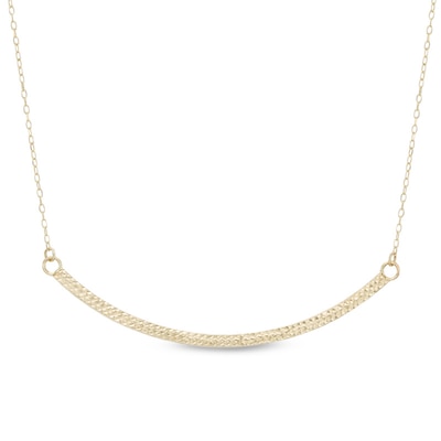 Diamond-Cut Curved Bar Necklace in 10K Gold