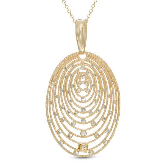 Diamond-Cut Oval Pendant in 10K Gold