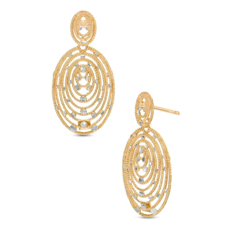 Diamond-Cut Oval Drop Earrings in 10K Gold