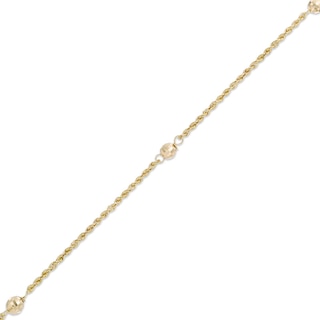 Diamond-Cut Ball Station Anklet in 10K Gold - 10"