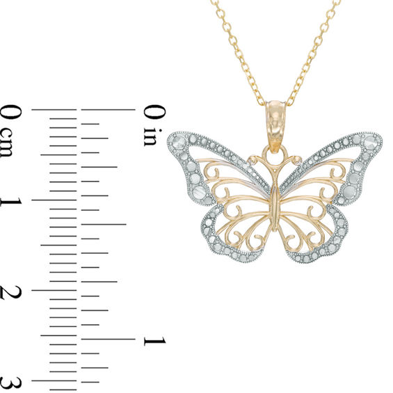 Diamond-Cut Scroll Butterfly Pendant in 10K Two-Tone Gold