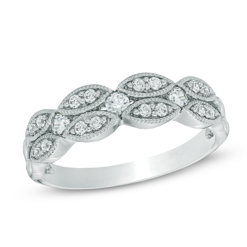 Main Image 1 of 0.30 CT. T.W. Diamond Vintage-Style Double Row Band in 10K White Gold