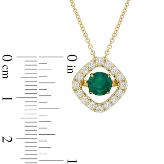 Unstoppable Love™ 6.0mm Lab-Created Emerald Frame Pendant in Sterling Silver with 14K Gold Plate