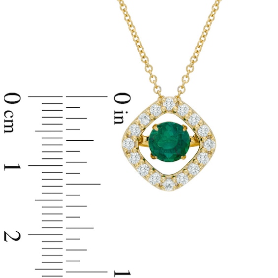 Unstoppable Love™ 6.0mm Lab-Created Emerald Frame Pendant in Sterling Silver with 14K Gold Plate