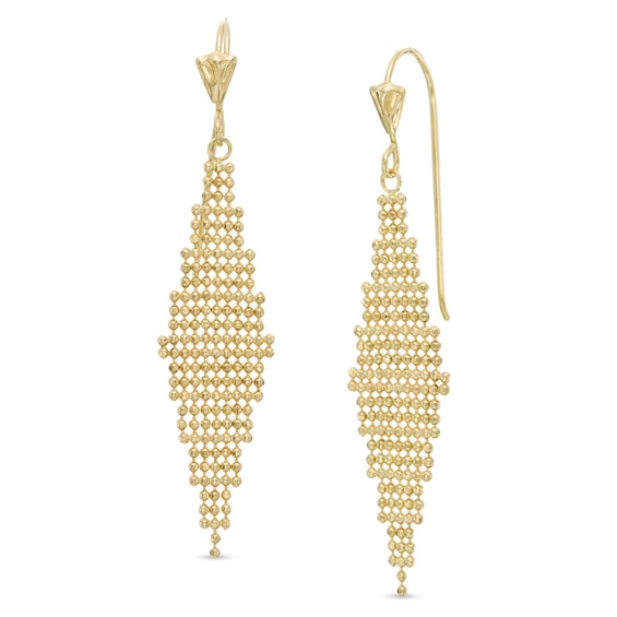 Kite-Shaped Bead Drop Earrings in 10K Gold