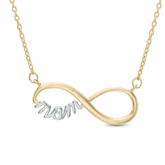 Infinity "MOM" Necklace in 10K Two-Tone Gold