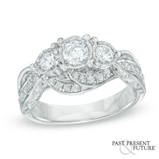 1.00 CT. T.W. Diamond Past Present Future® Ring in 10K White Gold