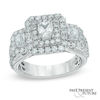 2.50 CT. T.W. Certified Radiant-Cut Diamond Past Present Future® Frame Ring in 14K White Gold