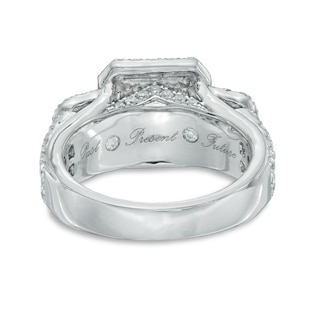 2.50 CT. T.W. Certified Radiant-Cut Diamond Past Present Future® Frame Ring in 14K White Gold