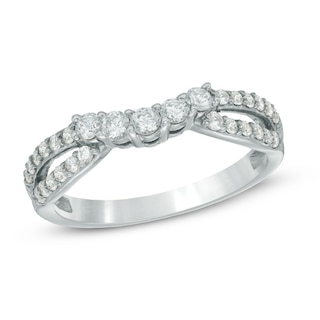 0.50 CT. T.W. Diamond Twist Contour Wedding Band in 14K White Gold