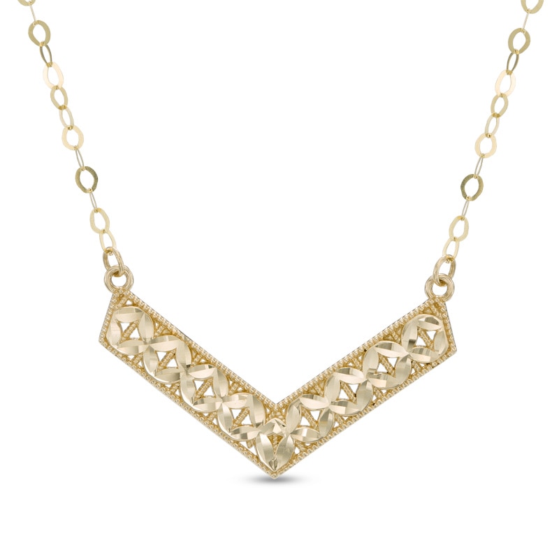 Diamond-Cut Chevron Necklace in 10K Gold