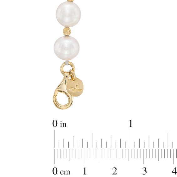 8.5-9.5mm Freshwater Cultured Pearl and Bead Strand Bracelet in Sterling Silver with 14K Gold Plate-7.25"