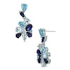 Thumbnail Image 0 of Blue Topaz and Lab-Created Blue Sapphire Cluster Drop Earrings in Sterling Silver