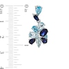 Thumbnail Image 1 of Blue Topaz and Lab-Created Blue Sapphire Cluster Drop Earrings in Sterling Silver