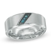 Men's Enhanced Blue Diamond Accent Slant Wedding Band in Two-Tone Stainless Steel - Size 10