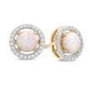 6.0mm Lab-Created Opal and White Sapphire Frame Stud Earrings in 10K Gold