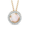 Thumbnail Image 0 of 6.0mm Lab-Created Opal and White Sapphire Frame Pendant in 10K Gold