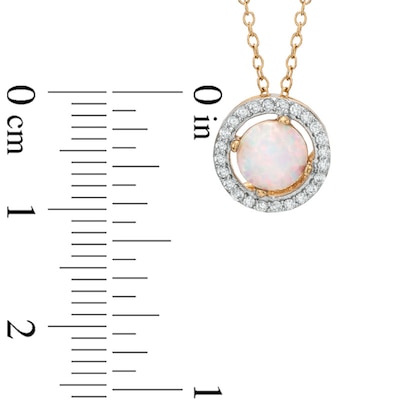 6.0mm Lab-Created Opal and White Sapphire Frame Pendant in 10K Gold