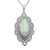 Marquise-Cut Lab-Created Opal and White Sapphire Frame Vintage-Style Pendant in Sterling Silver