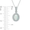 Oval Lab-Created Opal and White Sapphire Frame Pendant in Sterling Silver